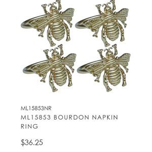 Manor luxe bourdon bumblebee napkin rings in matte gold. Set of 4.
